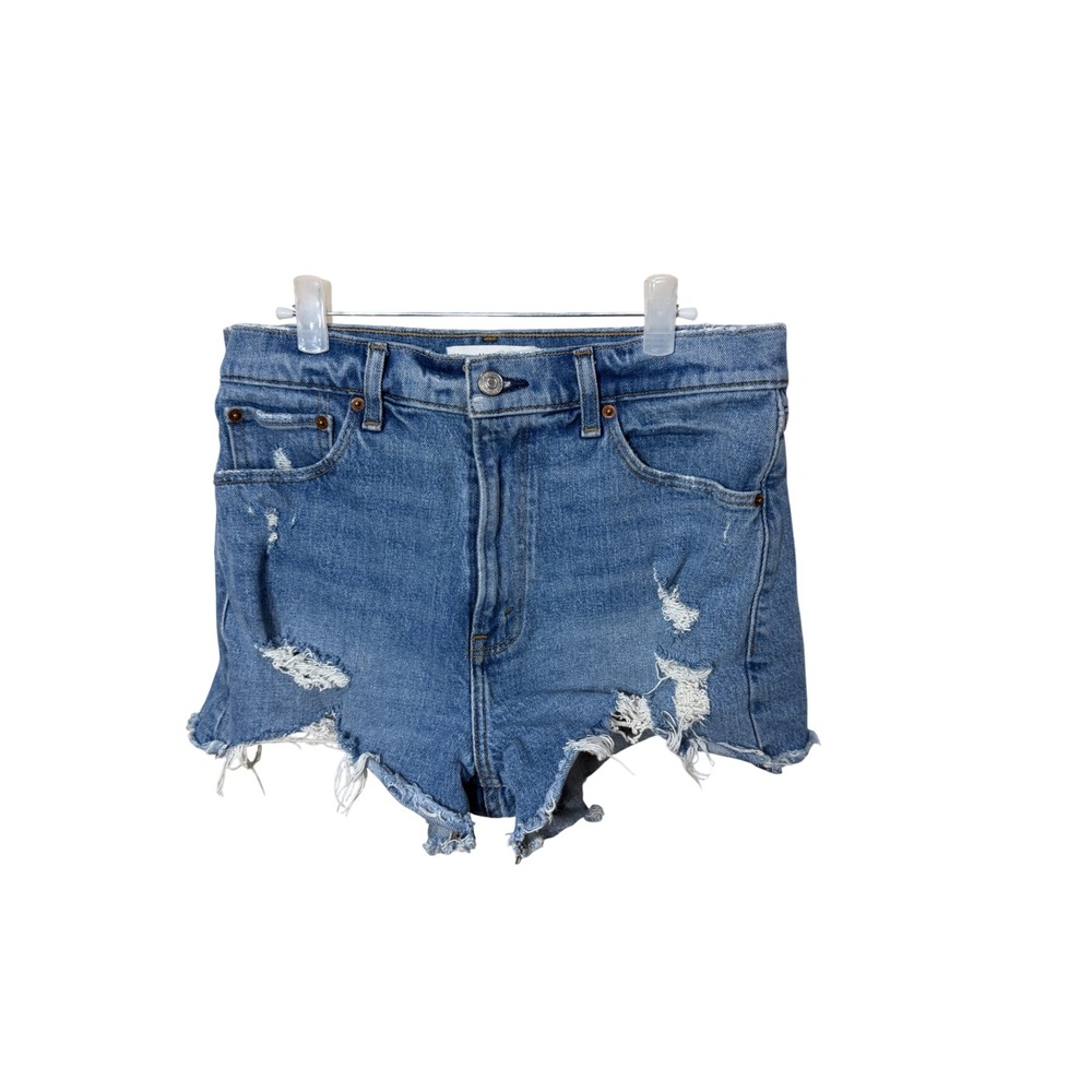 Abercrombie & Fitch The Mom Short High Rise Distressed Denim Shorts Size 29 8